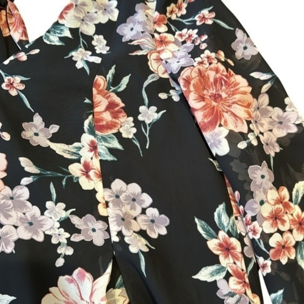 INC International Concepts Size XS Dress Black Floral‎ Longsleeves - Picture 2 of 5